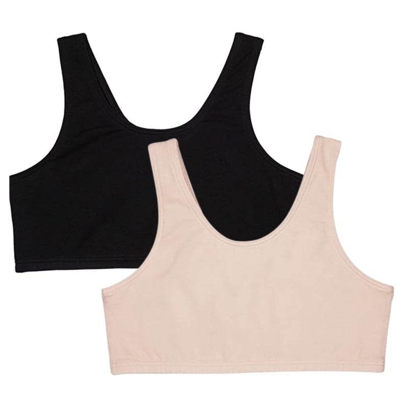 Mysha Sports Bra for Women & Girls, Cotton Non-Padded Full Coverage Beginners Non-Wired T-Shirt Gym Workout Bra (Pack of 2) - Image 1